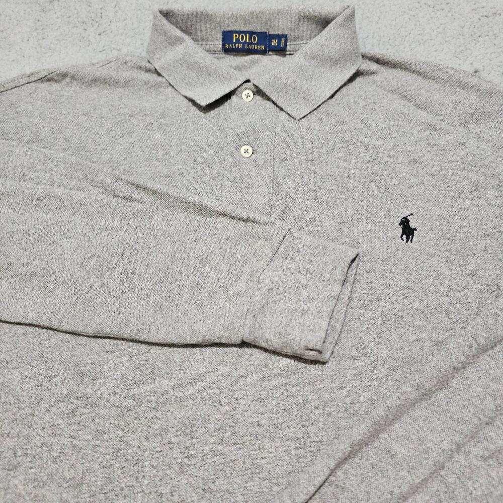 Polo Ralph Lauren Long Sleeve Polo Shirt Gray Pony Logo Men’s XLT Tall Cotton